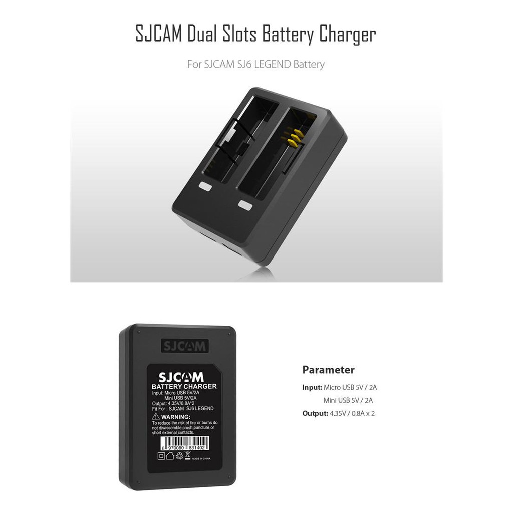 Dock sạc đôi cho camera hành trình SJCAM SJ6 legend, SJ6 legend air, dock sạc sjcam sj6 lengend, dock sạc camera sjcam