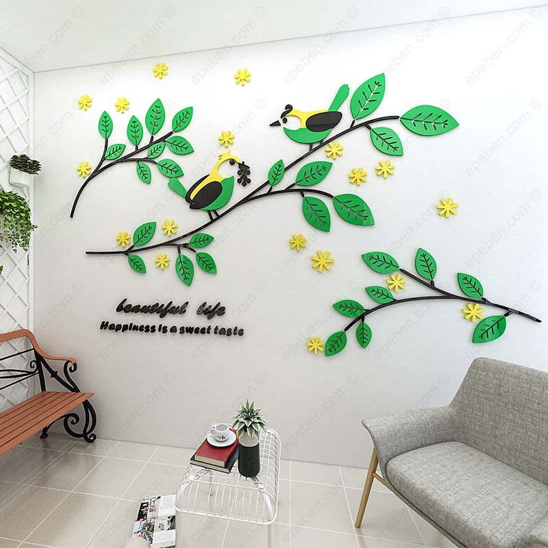 Tranh dán tường mica 3d decor khổ lớn cuộc sống tươi đẹp trang trí phòng khách, phòng ngủ Nhiều Size - EPeBen