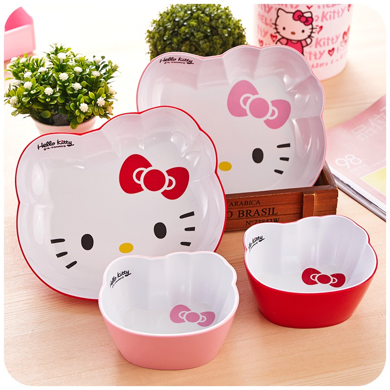 Set Bát / Đĩa nhựa Hello Kitty KT187
