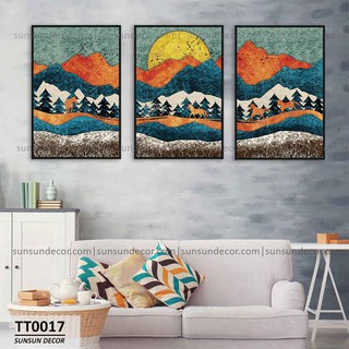 Bộ 3 Tranh Canvas Thái Dương Hạ San-Sunset On The Mountains | MS TT0017