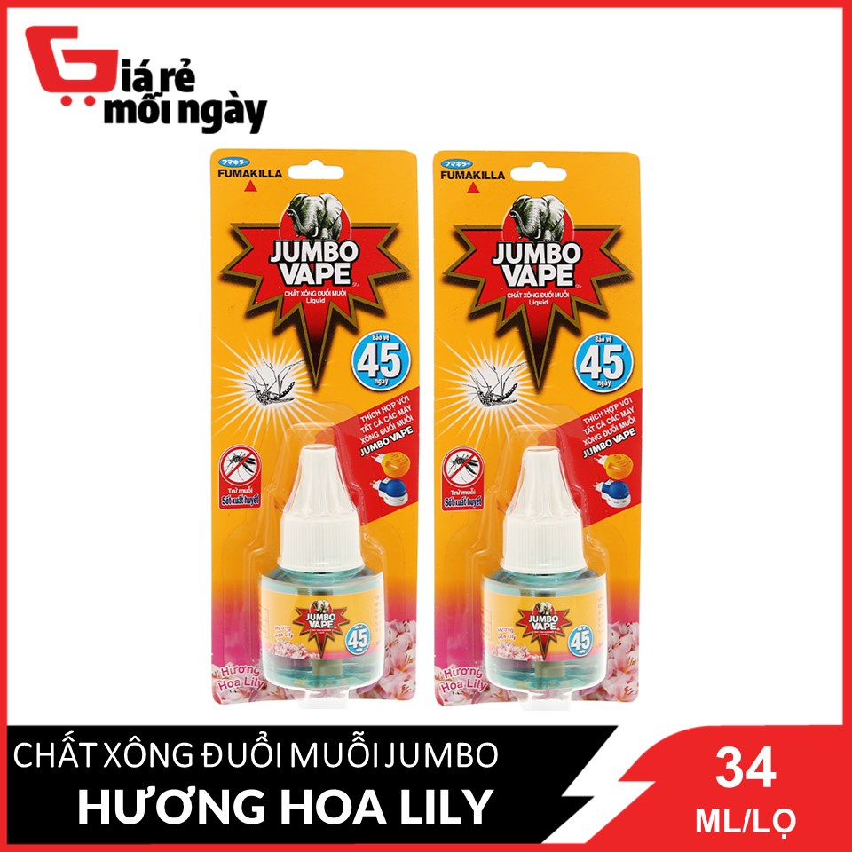 Combo 2 Chất Xông Đuổi Muỗi JUMBO Jumbo Vape D1 Hương Hoa Lily 34ml
