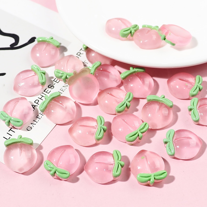 Set 10 Phụ Kiện Trang Trí Điện Thoại Trong Suốt Hình Trái Đào Dễ Thương