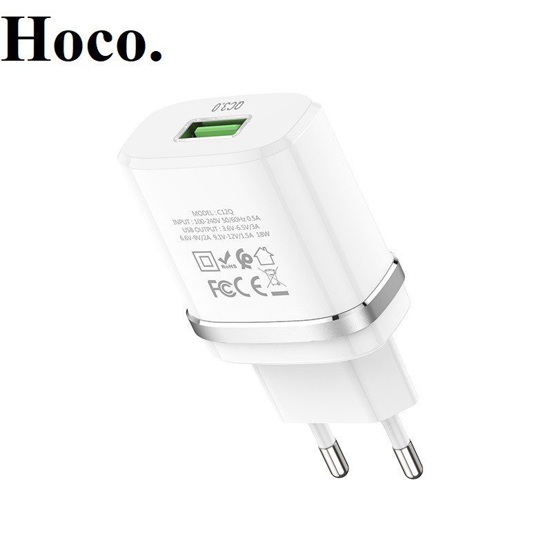 Củ Sạc Nhanh 3A HOCO C12Q DÒNG QC3.0/18W SẠC FULL IPHONE, IPAD, ANDROID - CHÍNH HÃNG