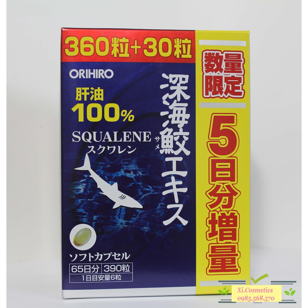 Viên uống Orihiro Shark Squalene 360 viên chiết xuất dầu gan cá mập sụn vi cá mập Nhật Bản