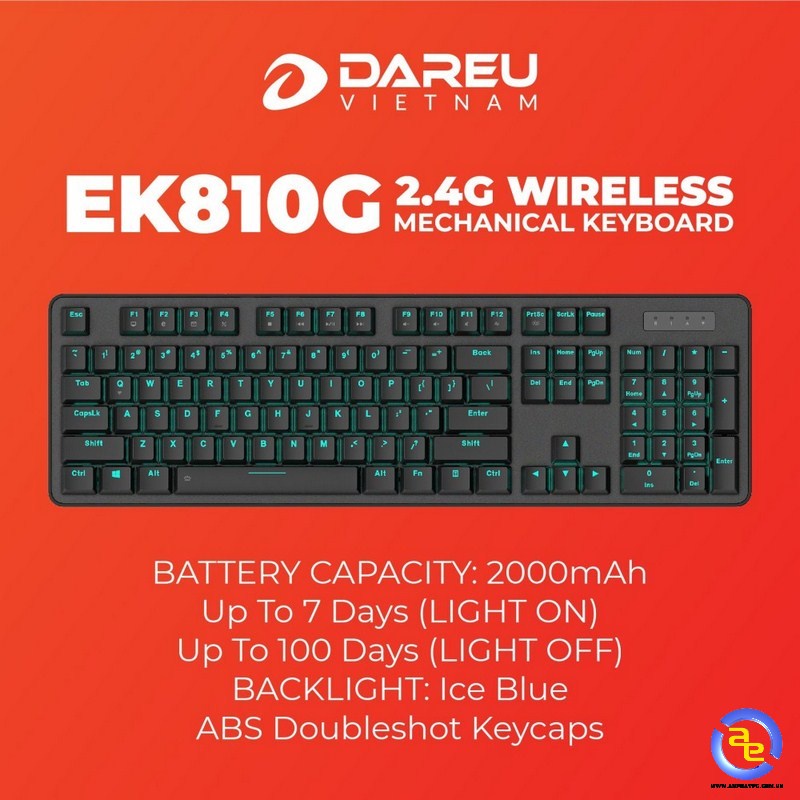 [Mã 33ELSALE hoàn 7% xu đơn 300k] Bàn phím cơ DareU EK810G Wireless - Chính hãng BH 24 tháng