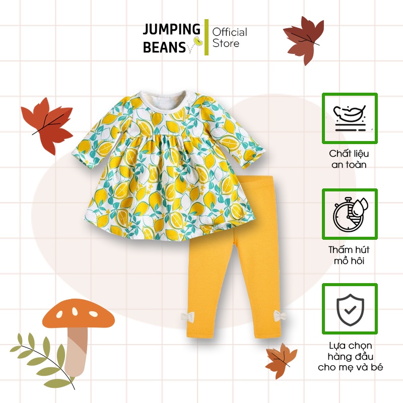 Bộ cotton Little Maven áo chanh quần vàng nơ cho bé gái 2-7 tuổi | Jumping Beans Official Store