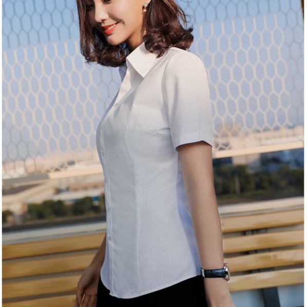 Áo sơ mi nữ form body tay ngắn / tay dài vải kate màu đen / trắng