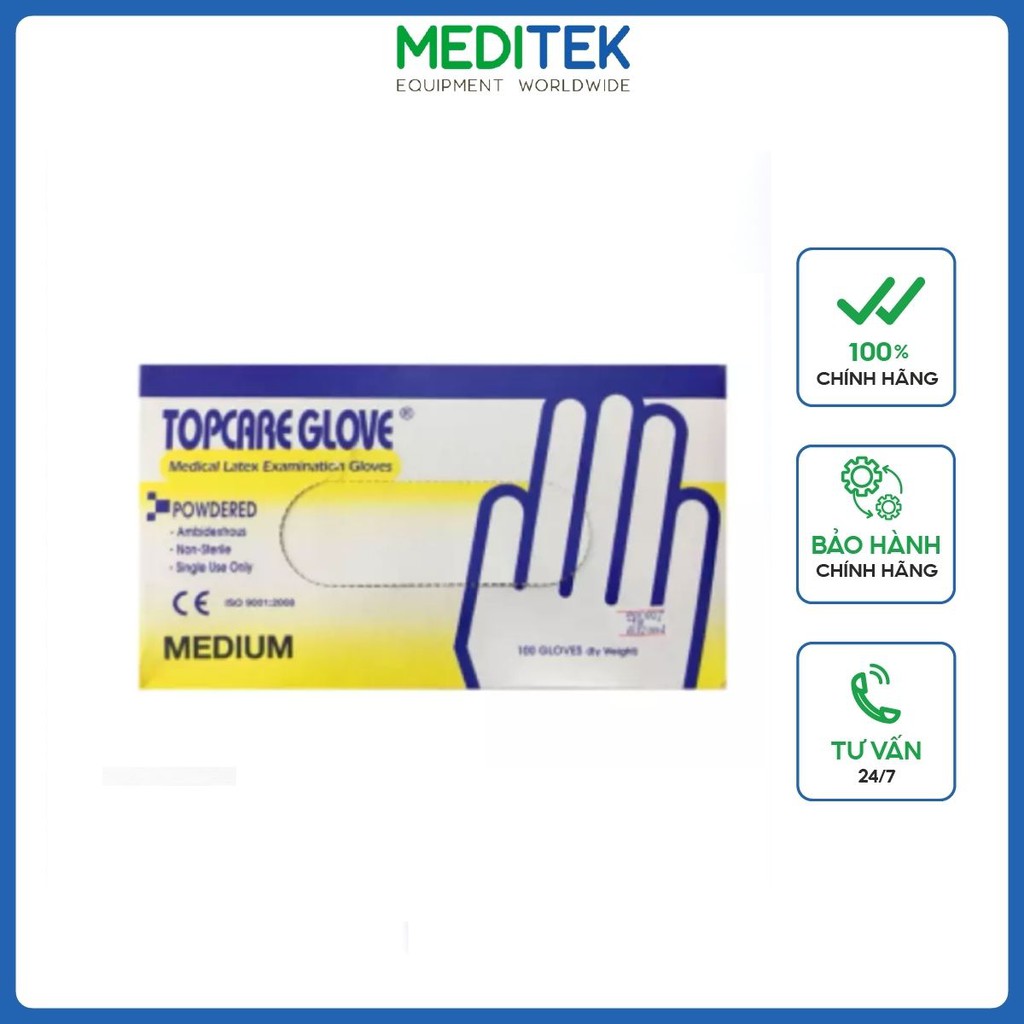Găng tay y tế Maylaysia HP Glove Hộp 50 đôi, cao su tự nhiên, đàn hồi cao, khó đâm thủng, an toàn chất lượng y t