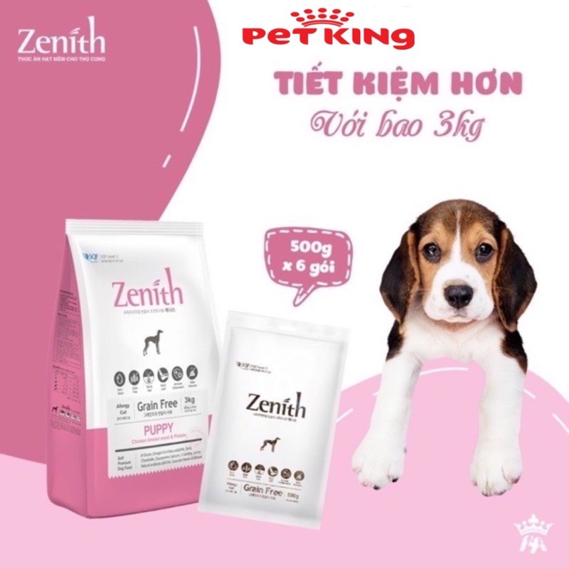 [3Kg]Thức Ăn Hạt Mềm Zenitth cho Chó Con dưới 1 tuổi túi nguyên 3 kg