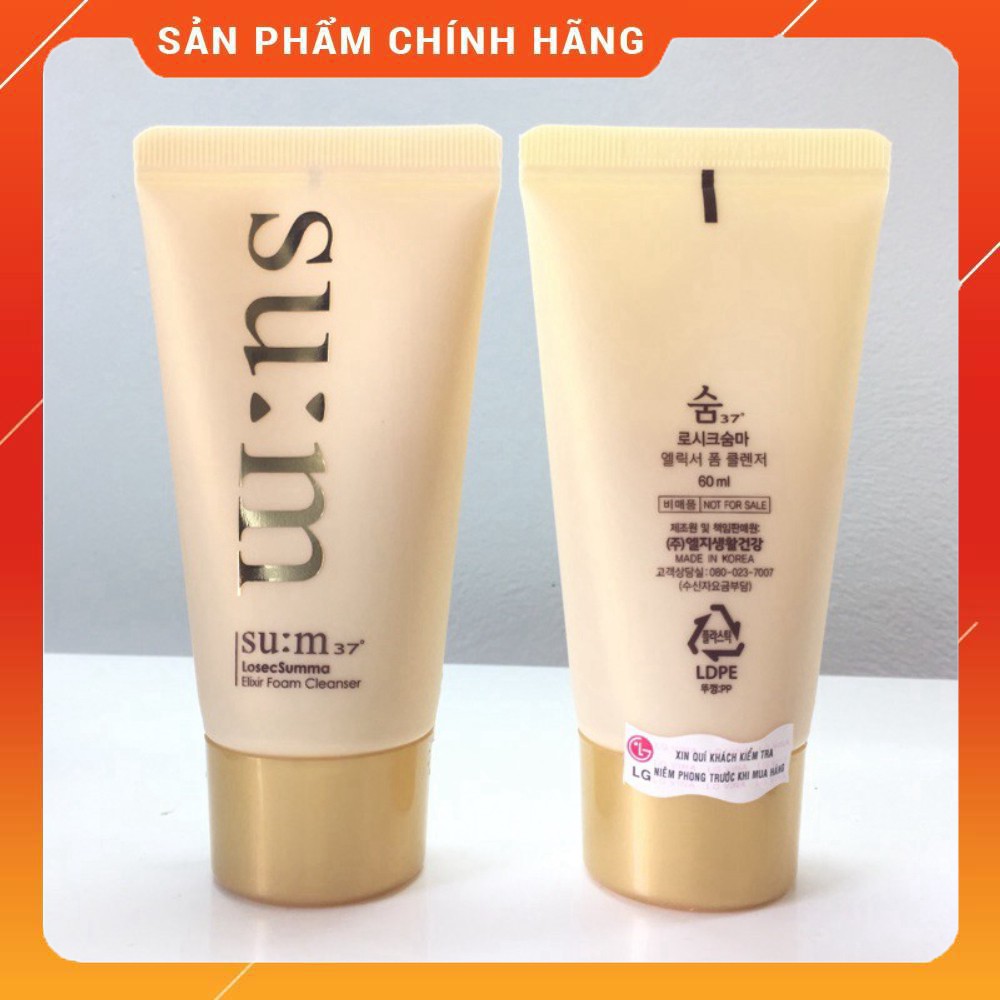 Sữa rửa mặt chiết xuất vàng 24k Sum37 tái sinh da chống hóa Su:m37 Losec Summa Elixir Foam Cleanser 60ml