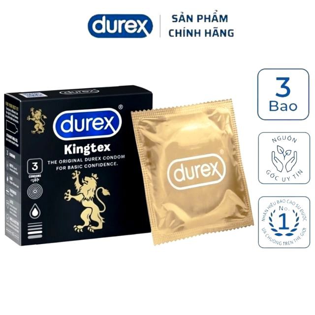 [Freeship] Bao Cao Su Durex Kingtex Chính Hãng Phù Hợp Với Quý Ông Việt Hộp 3 bao –durex_officialstore