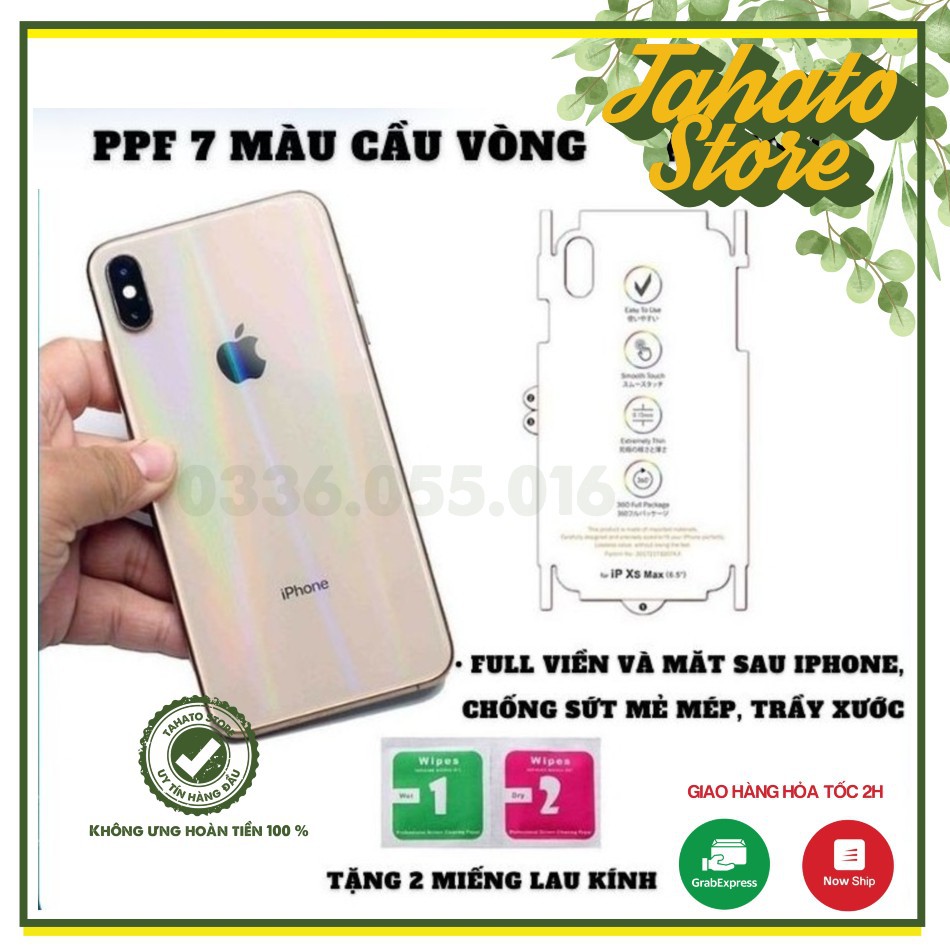 Miếng dán lưng PPF 7 màu trong suốt dành cho iphone các dòng