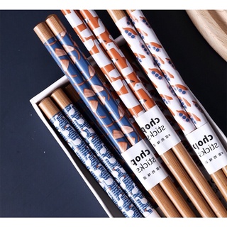 Set 8 đôi đũa gỗ hoạ tiết Nhật Bản