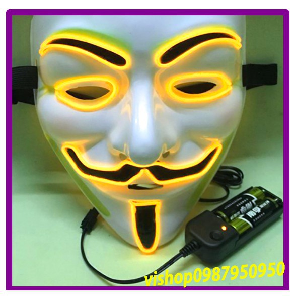 MẶT NẠ HÓA TRANG HACKER anonymous đèn led 7 màu cao cấp-t37