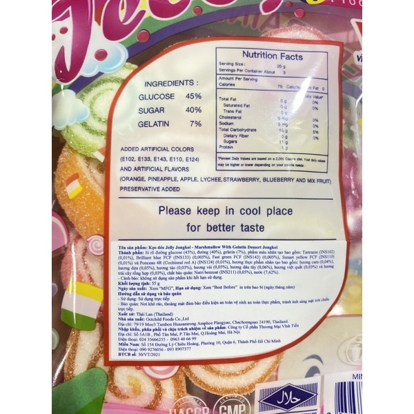 Kẹo Dẻo Trái Cây Jelly Jongkol Thái Lan Gói Bé 55g