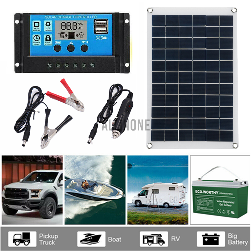 Tấm Pin Năng Lượng Mặt Trời Allinone 100w 12v 0-100A Solar panel