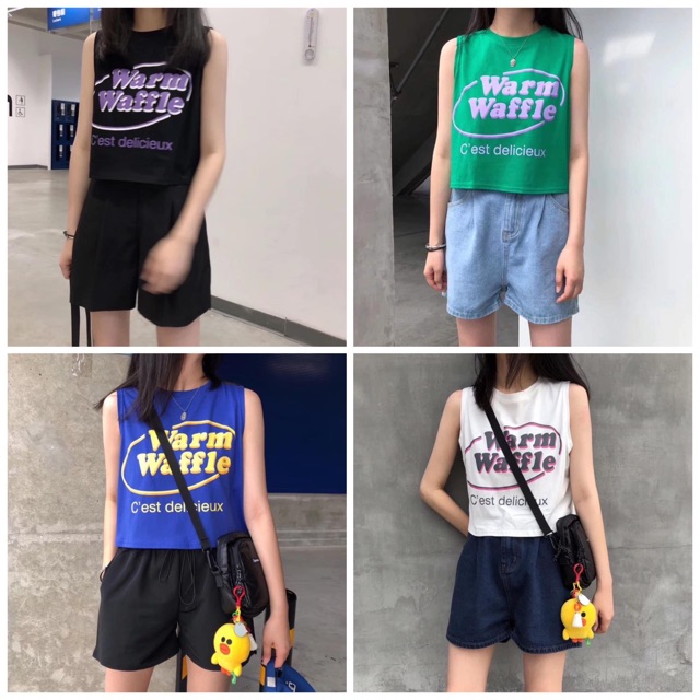 [Áo Nữ] Áo croptop tanktop nữ Warm Waffle hot trend