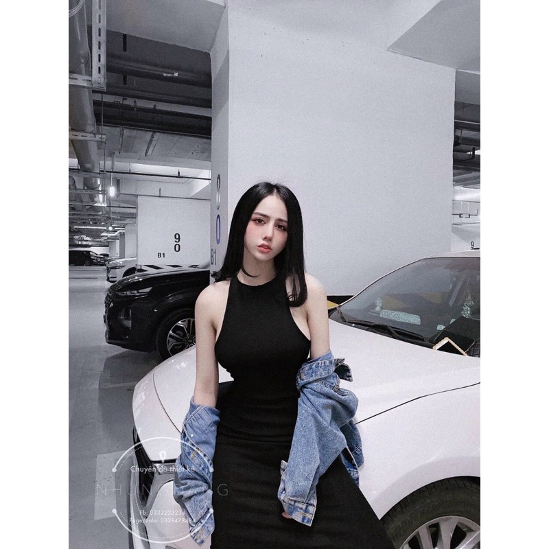 Đầm, váy body sát nách sẻ sau