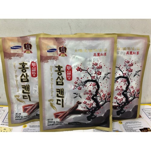Kẹo sâm không đường cành đào Hàn Quốc- Bịch 200g - KẸO SÂM HÀN QUỐC - DATE MỚI