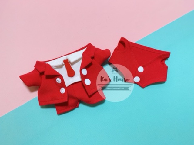 {20cm} Set vest kèm gile xanh, đỏ, outfit doll, outfit cho doll