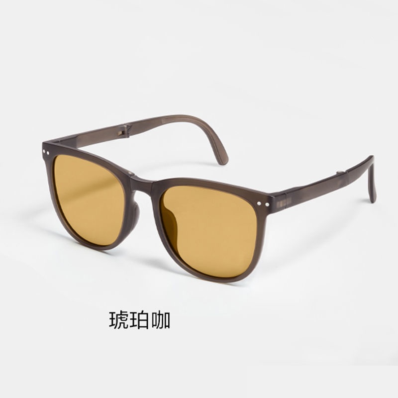 Kính Mát Gọng Tròn Lớn Có Thể Gấp Gọn Chống Tia UV Thời Trang Mùa Hè Mới Bảo Vệ Khuôn Mặt Tròn Lớn Dành Cho Bạn Nữ Lái Xe
