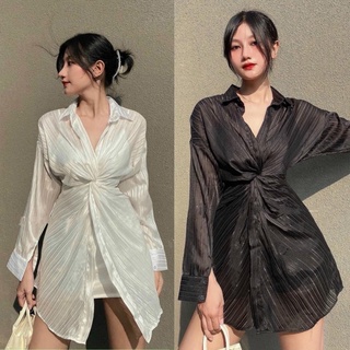 Set đầm trang phục nữ quyến rũ đầm hai dây và đầm sơmi xoắn eo