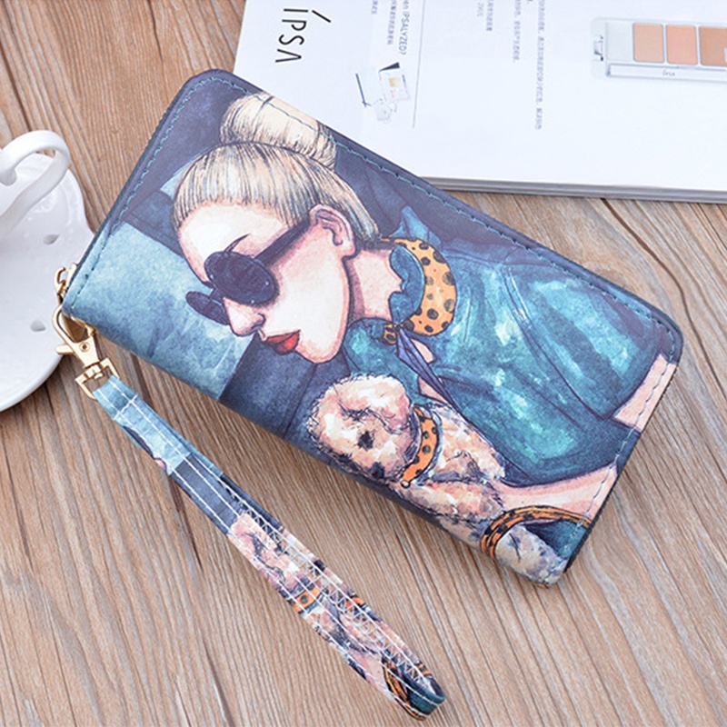 Ví bóp nữ dài cầm tay đẹp phong cách Vintage Hàn Quốc nhiều ngăn đựng thẻ tiện lợi thời trang cao cấp giá rẻ ABICA VD001