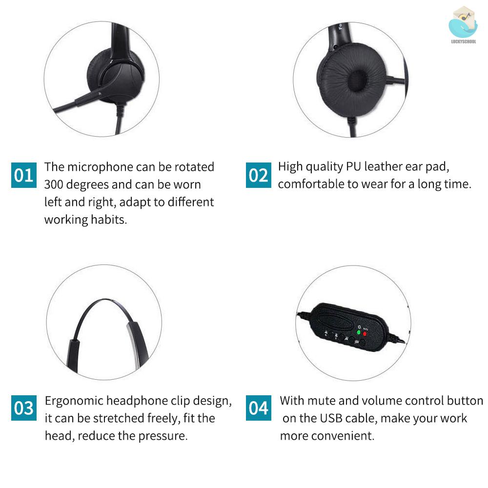 Tai Nghe Chụp Tai Cổng Usb Một Mặt Có Thể Điều Chỉnh Âm Lượng Kèm Micro Tiện Dụng Cho Văn Phòng / Máy Tính / Laptop | BigBuy360 - bigbuy360.vn