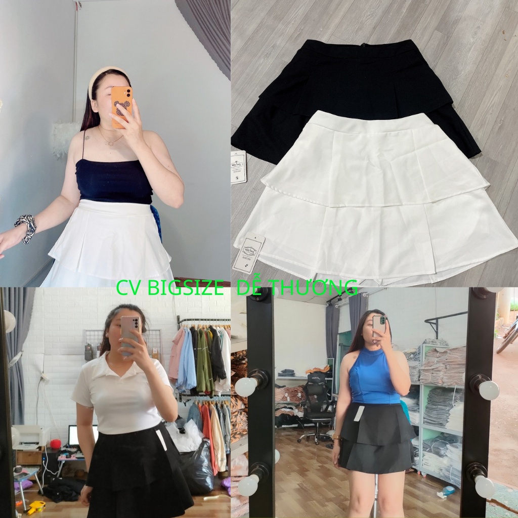 Chân váy 2 tầng chân váy xếp ly xòe bigsize có lót trong mã cv9