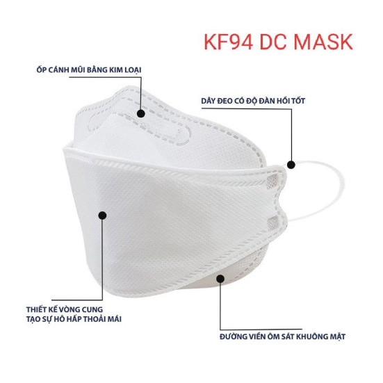 Khẩu Trang 4D Kháng Khuẩn DC Mask KF94 - Hàng Công Ty Chính Hãng (túi 5 cái màu Trắng )