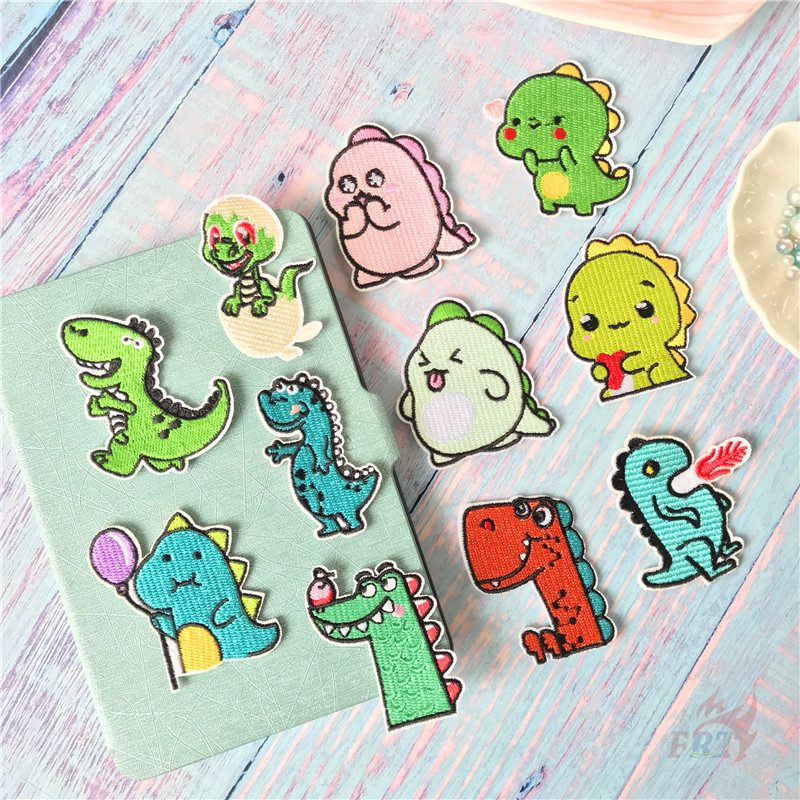 Miếng vá ủi thêu trang trí quần áo hình khủng long hoạt hình Series 02