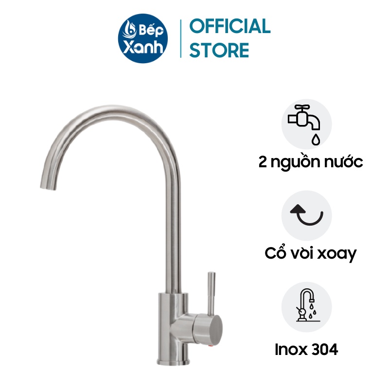 Vòi Rửa Chén Malloca K569-SN - 2 Nguồn Nóng Lạnh - Chất Liệu Inox 304