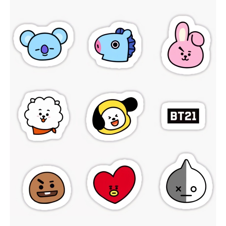 Chibi Sticker Dán Trang Trí Chống Thấm Nước Hình Bt21 Dễ Thương