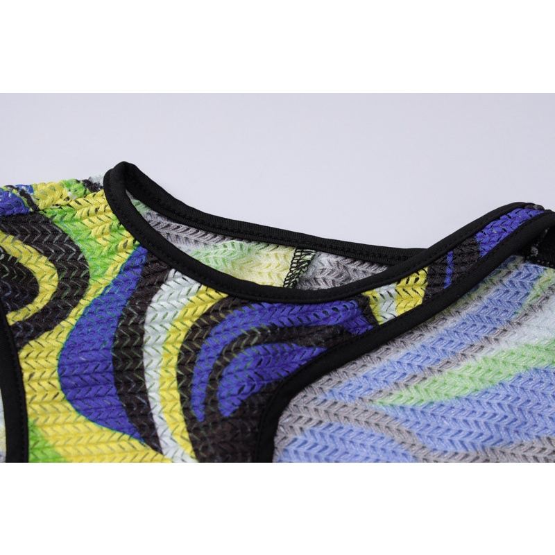 Đầm Sát Nách Cổ Tròn Phối Dây Rút Kẻ Sọc Thời Trang Đường Phố Cho Nữ