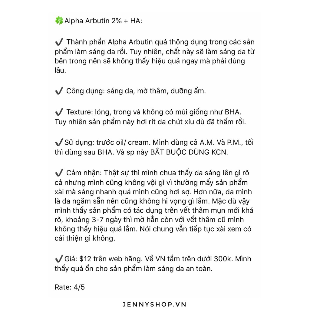 Tinh Chất Dưỡng Trắng The Ordinary Alpha Arbutin 2% + HA Serum