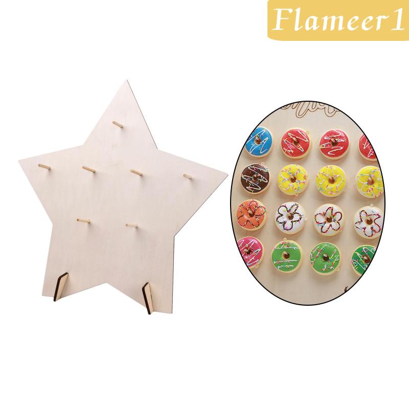 [Flameameer1] Giá Đỡ Trưng Bày Bánh Donut Bằng Gỗ Hình Ngôi Sao Kích Thước 38cm