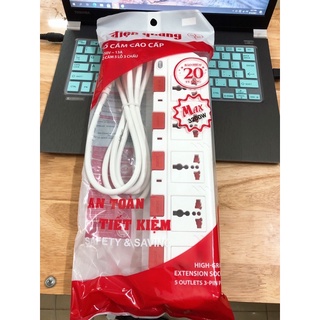 Ổ cắm điện Quang 3 chấu 5 lổ cắm có dây 2m-5m