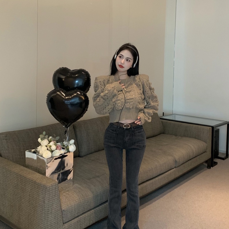 IELGY    Áo sweater Tay Dài Dáng Rộng Màu Trắng Thời Trang Cho Nữ