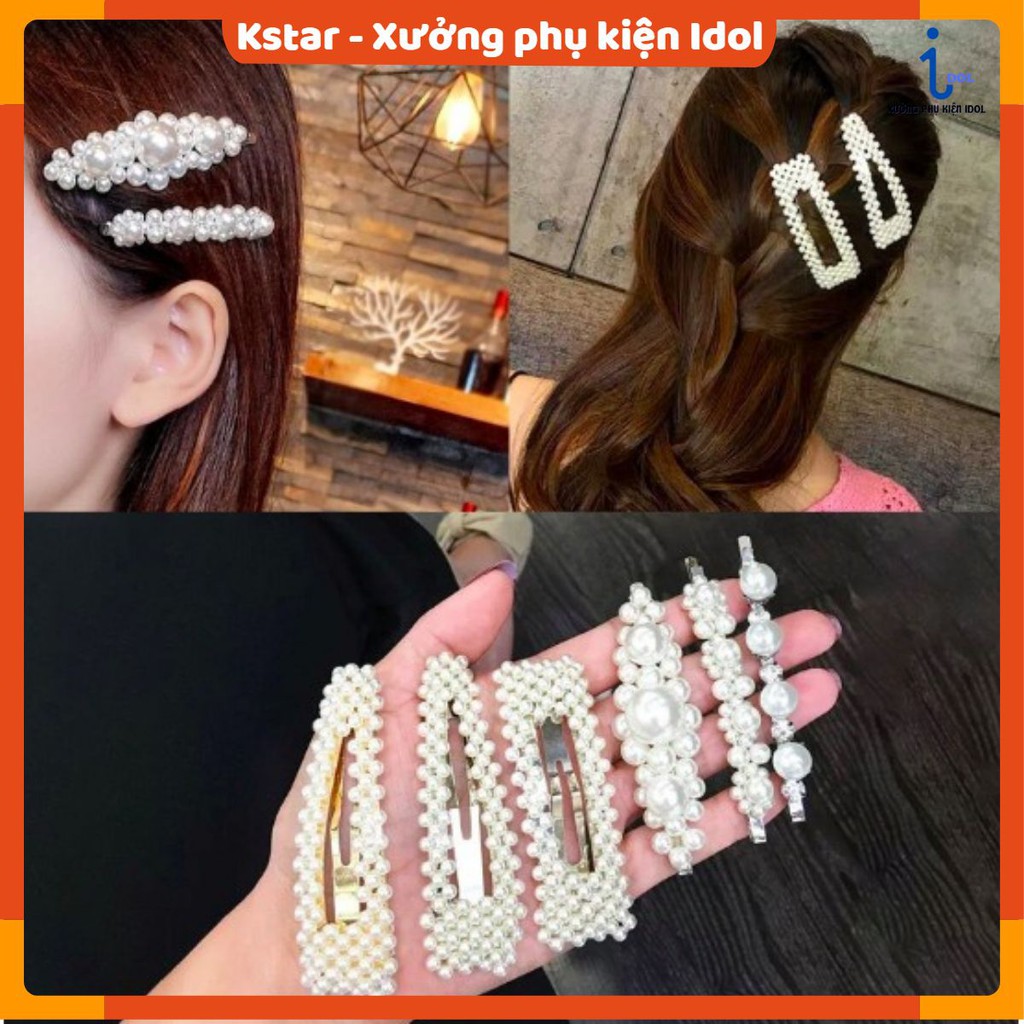 Kẹp tóc đính hạt phong cách Hàn Quốc
