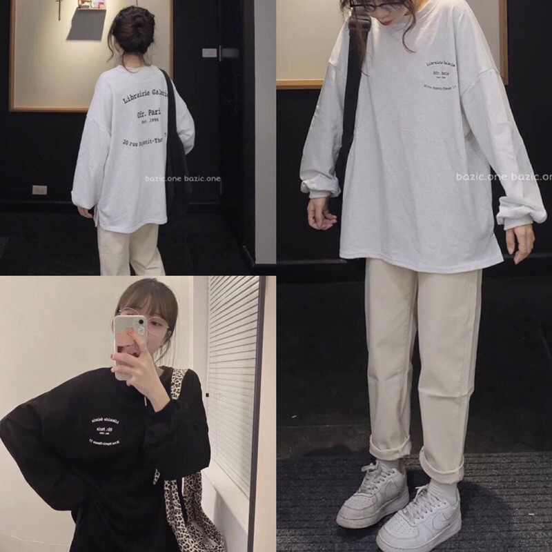 Áo Nỉ Nữ In Hình Cô Gái Tay Dài Form Rộng, Áo Thu Đông Nữ Có Ảnh Thật Kèm Theo (38-70kg) | BigBuy360 - bigbuy360.vn