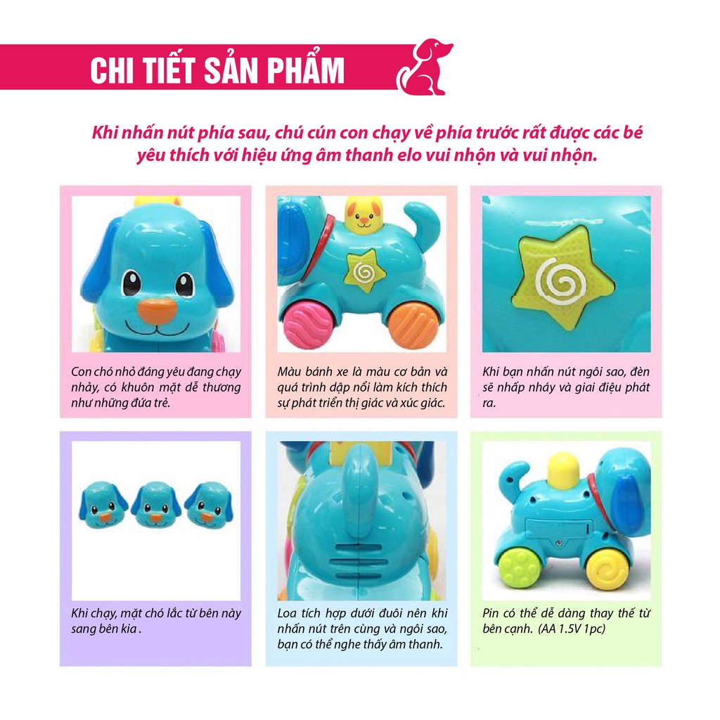 Chú chó Puppy ấn chạy có nhạc vui nhộn Winfun WF0733 - Hàng chính hãng có bảo hành