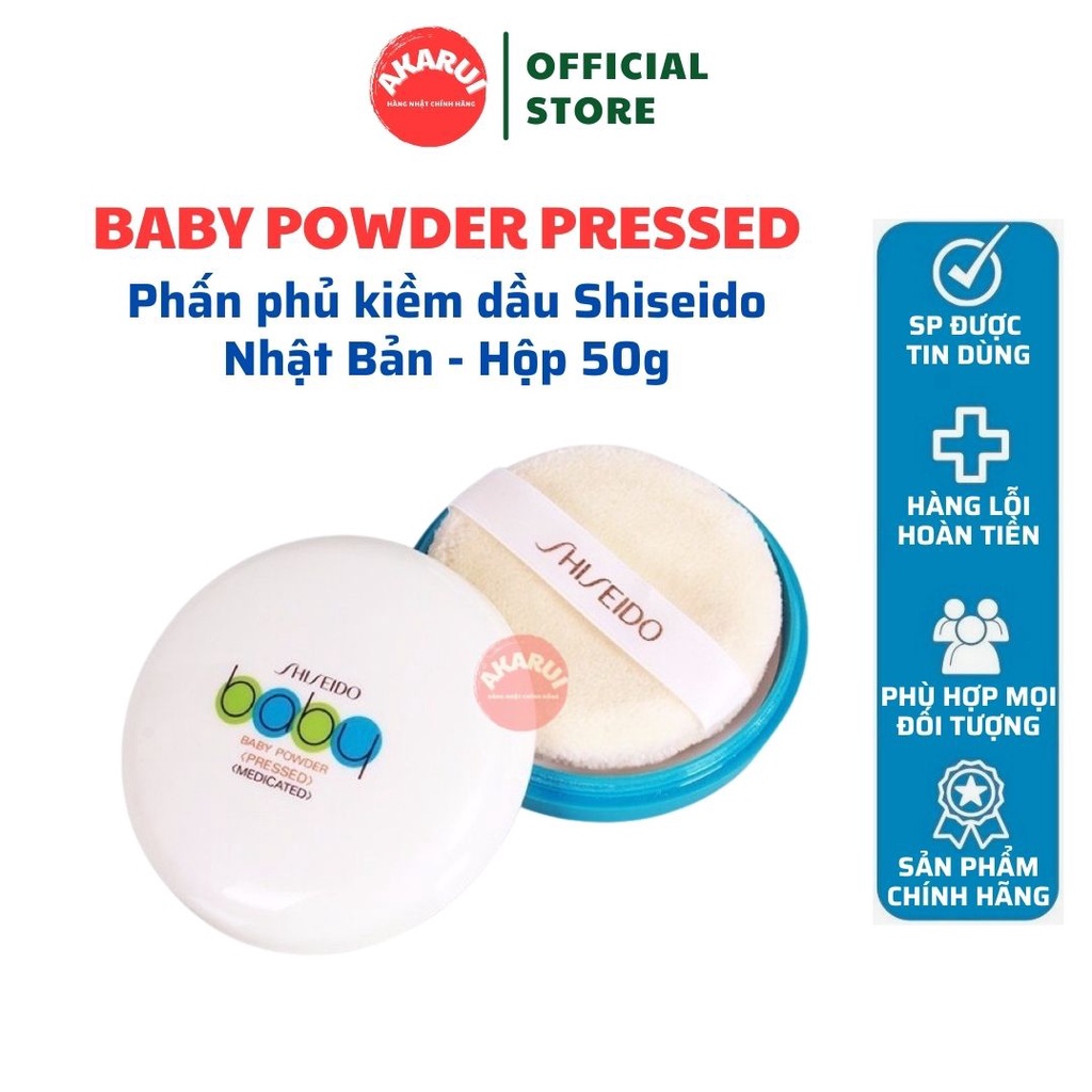 Phấn phủ kiềm dầu Shiseido Baby Powder Pressed Nhật Bản - Hộp 50g