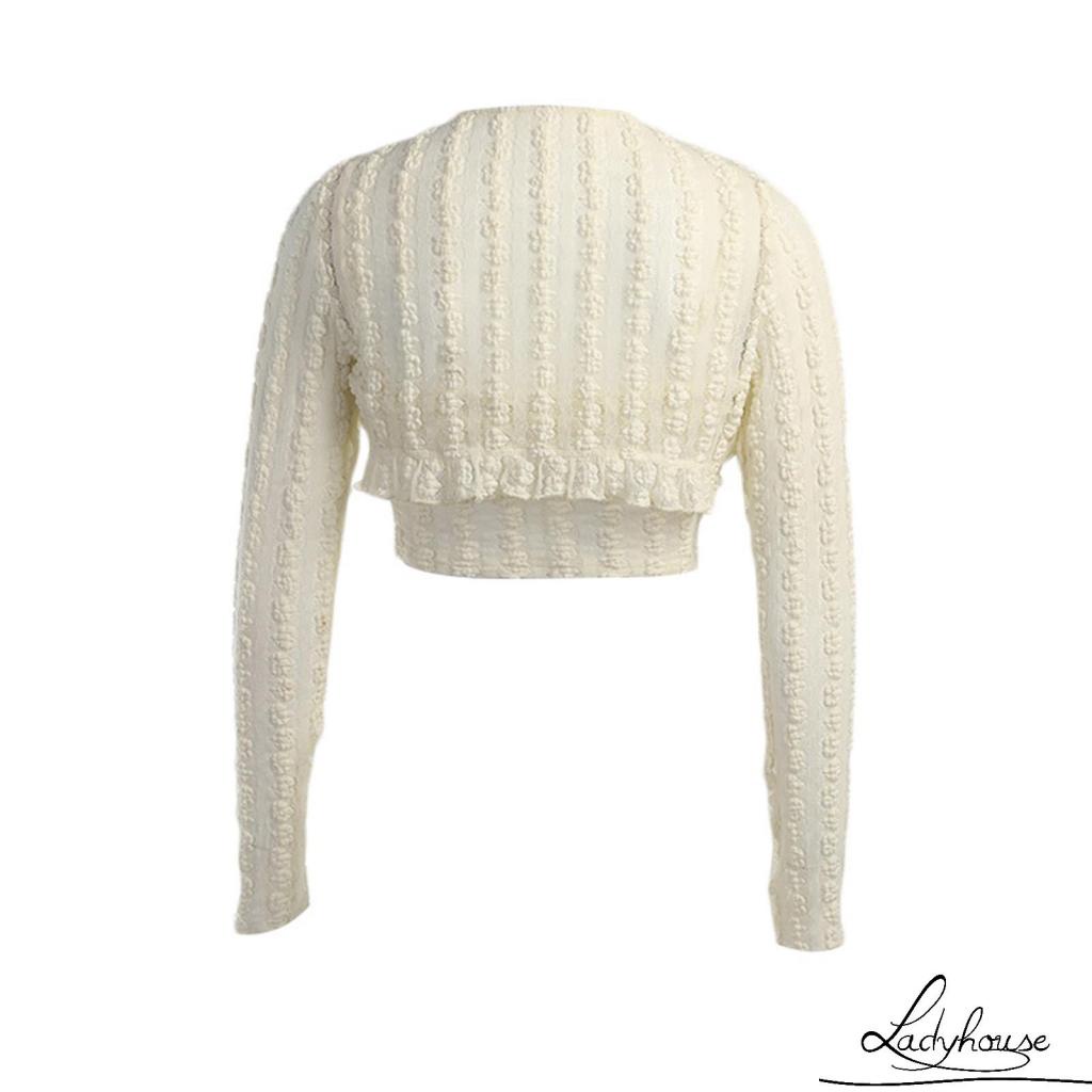 Bộ Áo Croptop Tay Dài Thắt Nơ + Áo Hai Dây Cổ Vuông Màu Trơn Thời Trang Xuân Hè Cho Nữ