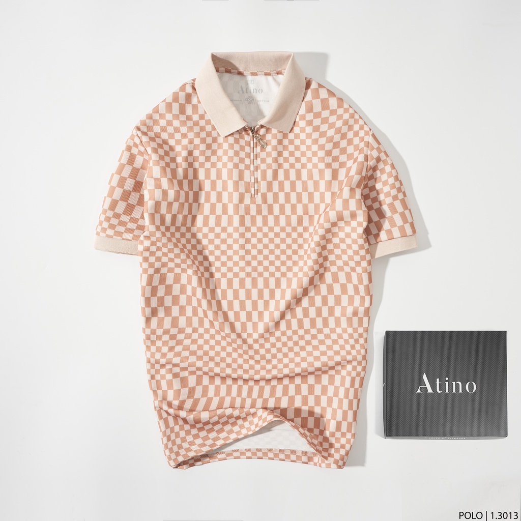 Áo Polo Nam Họa Tiết Kẻ Caro ATINO Chất Liệu Vải Cotton Cá Sấu Cao Cấp Thoáng Mát Form Regular PL1.3013