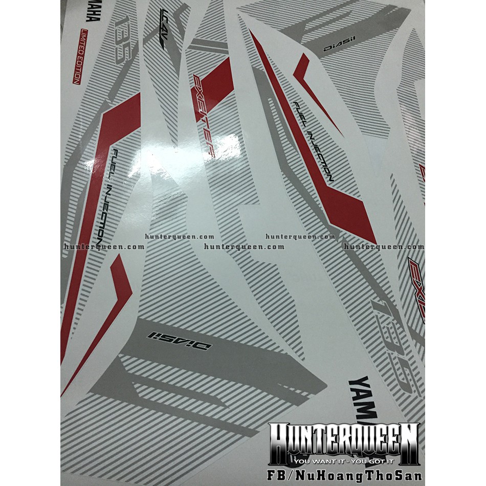 Tem rời Exciter 2011 - RC 2016 trắng đỏ  - Tùy chỉnh theo yêu cầu - Tem chế Exciter 135 chất lượng cao