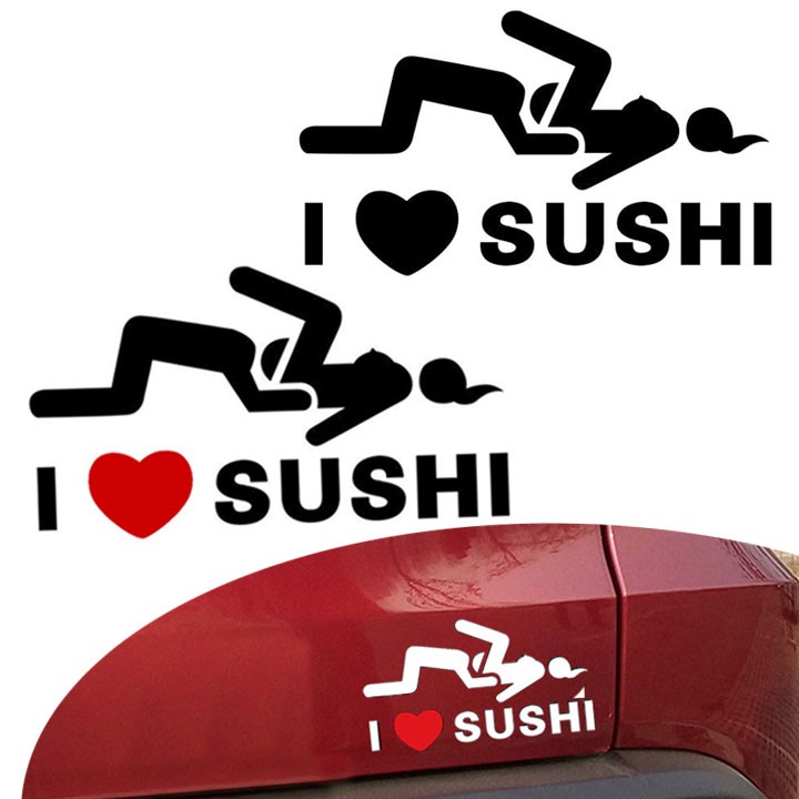 Tem Decal I LOVE SUSHI Dán Trang Trí Xe - Mia