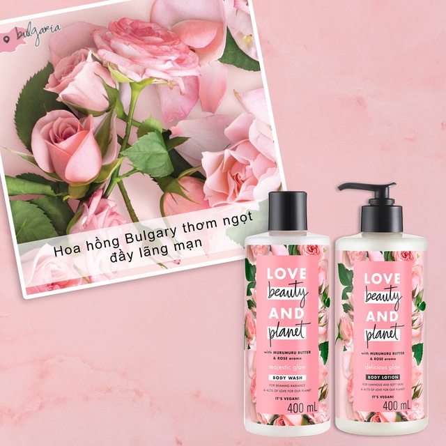 Combo Sữa Tắm + Sữa Dưỡng Thể Love Beauty And Planet Làm Sáng Da (400ml/Chai)