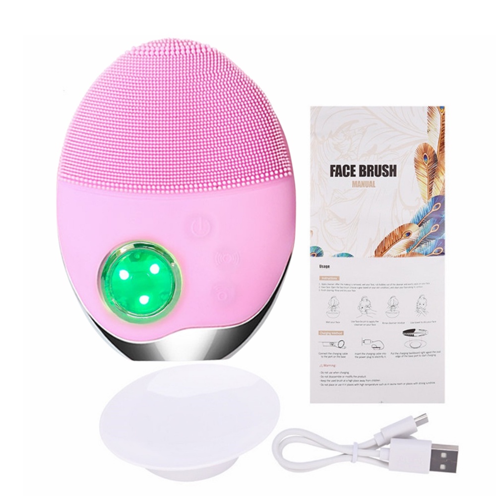 Máy rửa mặt massage sợi silicon cao cấp -Máy làm sạch da tích hợp đèn led và công nghệ sóng âm dưỡng da chuyên sâu MIANZ