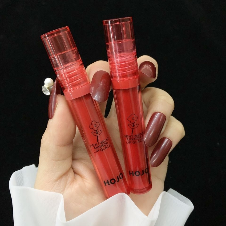 HOJOWater Light Mirror Lip Lacquer Lipstick Bright Surface Lip Gloss Lasting Waterproof Colorfast No Stain on Cup Female Student Party White