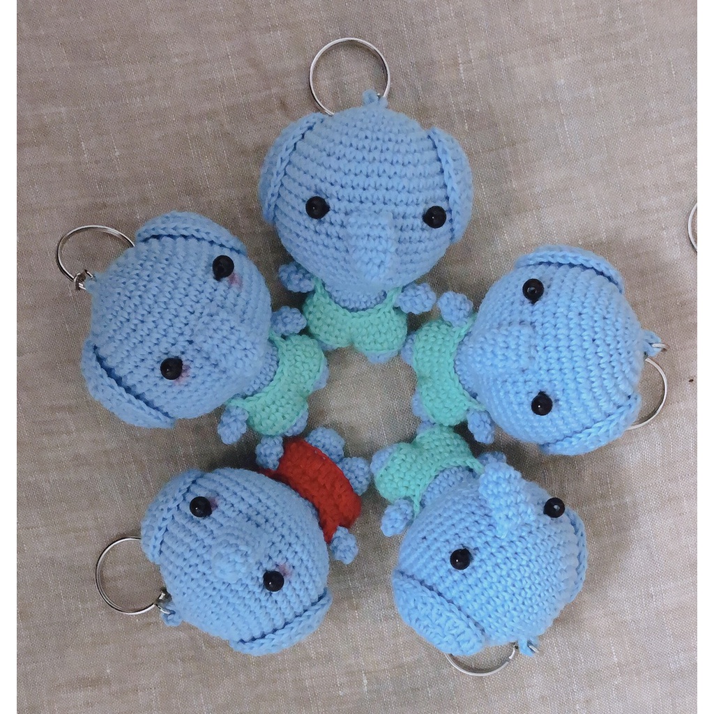Móc khoá đầu các thú đáng yêu làm bằng len,móc len thú chibi nhồi bông đáng yêu gấu thỏ mèo quà tặng handmade tự làm